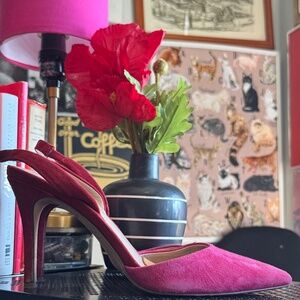 VINTAGE  COLORBLOCK PINK/RED HEELS.